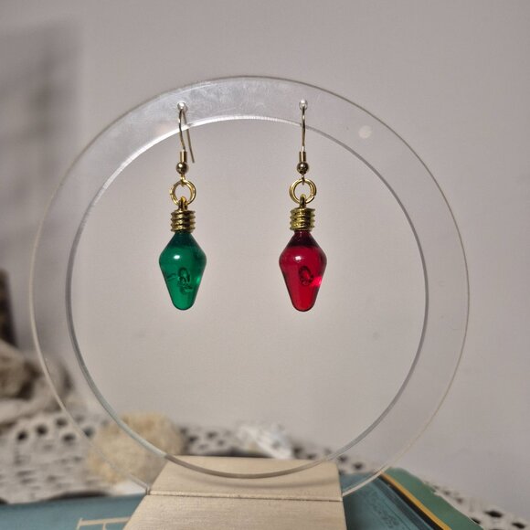 Holiday Christmas Lights Charm Earrings Handmade - Picture 2 of 5